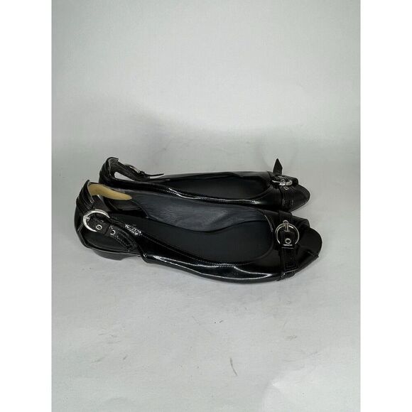 Stuart Weitzman Black Flats with Buckle Detail - Picture 1 of 12